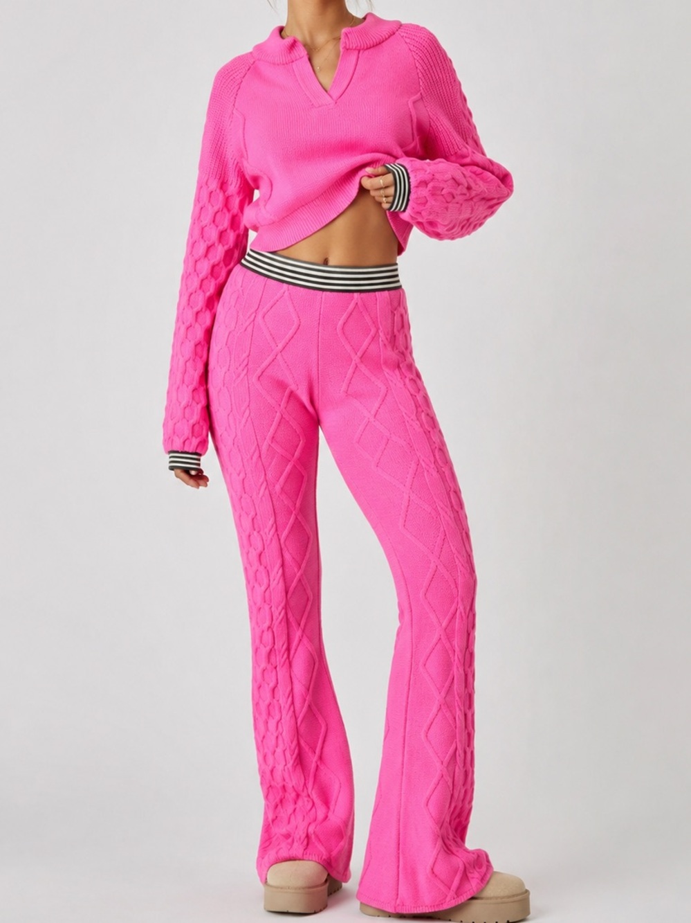 FP Movement By Free People Snowfall Knit Set Hot Pink Size Small